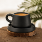 Matte Black Turkish Coffee Cup & Saucer