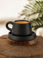 6 Black Matte Turkish Coffee Cup & Saucer with your Logo on it - Image 3