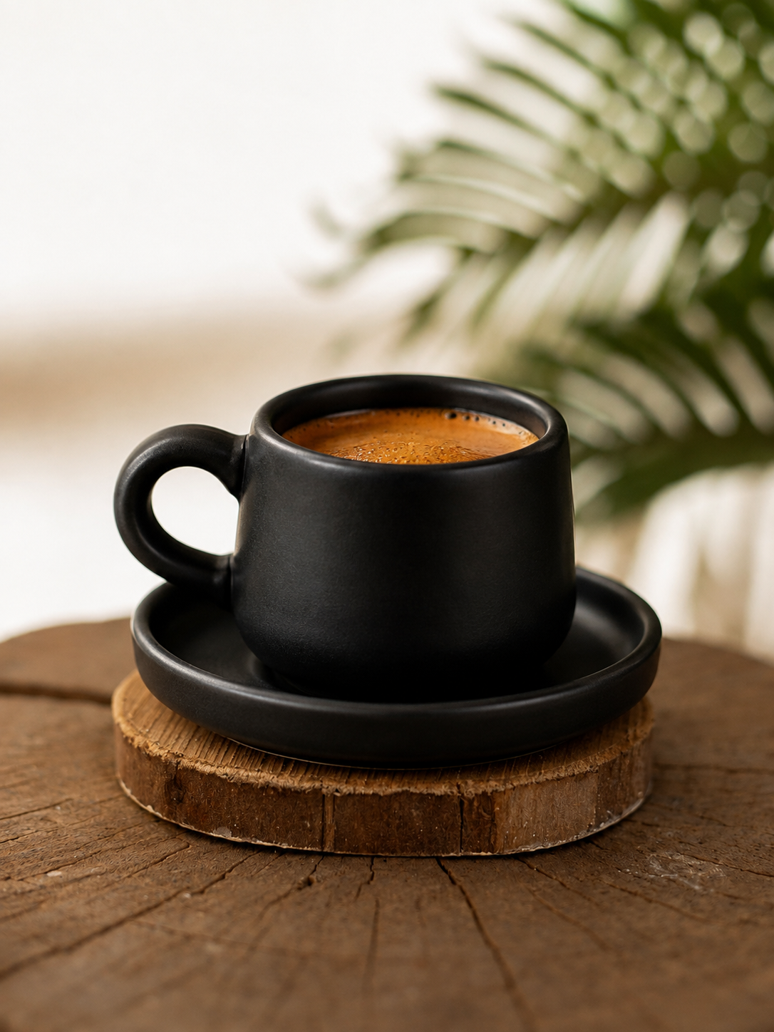 ChatGPT Image Aug 6, 2026, 01_03_15 PM Matte Round Black Turkish Coffee Cup & Saucer - Image 1