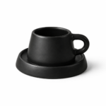 6 Black Matte Turkish Coffee Cup & Saucer with your Logo on it - Image 2