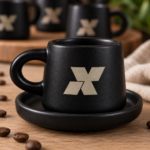 6 Black Matte Turkish Coffee Cup & Saucer with your Logo on it - Image 5