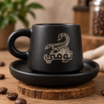 6 Black Matte Turkish Coffee Cup & Saucer with your Logo on it - Image 6