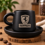 6 Black Matte Turkish Coffee Cup & Saucer with your Logo on it - Image 7