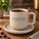 6 beige Turkish Coffee Cup & Saucer with your Logo on it - Image 4