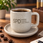 6 beige Turkish Coffee Cup & Saucer with your Logo on it - Image 2